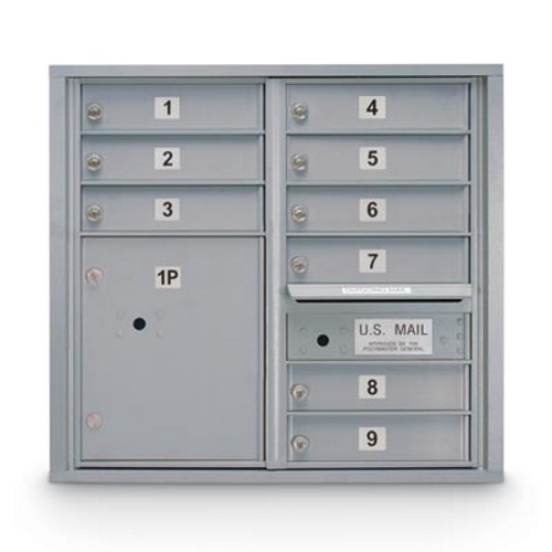 View 9 Door Standard 4C Mailbox with (1) Parcel Locker